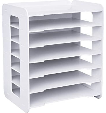 Loohacp Schreibtisch Organizer Dokumentenablage, 7 Stöckiges Dokument Papier Briefablage, A4, Dokumentenablage für Home Office Schule, Weiß