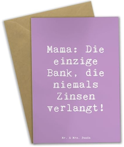 Mr. & Mrs. Panda Grußkarte Spruch Mutter Bank - Geschenk, uneigennützige Liebe, Hochzeit, Weihnachten, Ostern, Jubiläen, Karte, Muttertag, Mütterliche Unterstützung, Mama, Geschenkideen, Mutterliebe