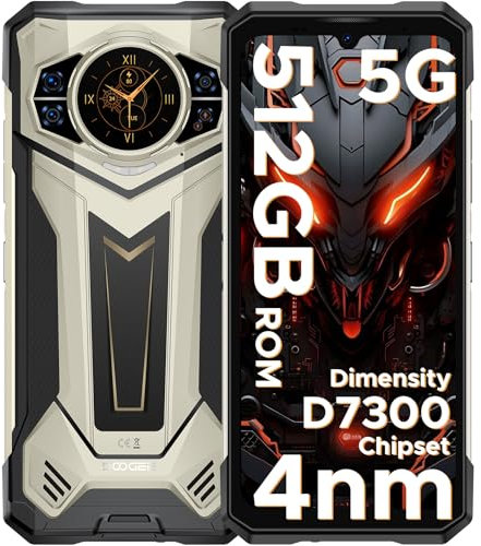 DOOGEE S200 Plus 5G Outdoor Handy Ohne Vertrag, Dimensity 7300, 32GB+512GB Outdoor Smartphone Android 14, 1.32+60Hz AMOLED Heckdisplay 6.72 Zoll FHD+120Hz,100MP AI Kamera,10100mAh,WiFi6E/NFC/OTG/GPS