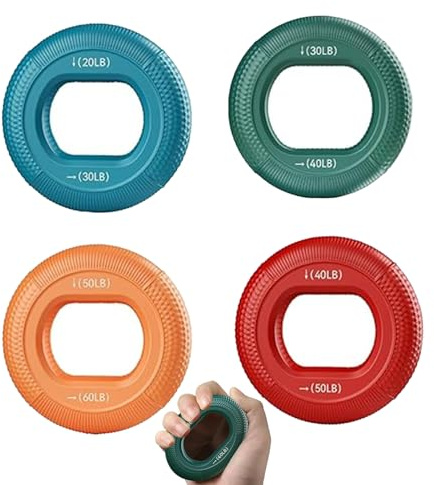 Yilceemy 4 Stück Ring Handgriff Trainer, Handtrainer Fingertrainer, Handtrainer Ring Silikon Unterarmtrainer, für Muskeltraining Sport （7.85×2.5cm）