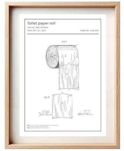 Affiche Brevet Papier Toilette – Poster Vintage & Humoristique | Déco Murale Salle de Bain, Art Mural Insolite, Idée Cadeau Originale