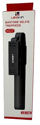 SQUADO Bastone Selfie Treppiede K07 LE-140, Asta Selfie Bluetooth con Telecomando, Supporto Girevole Estensibile per iPhone e Samsung