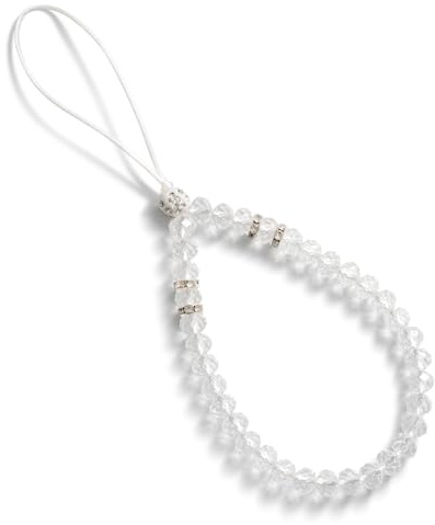 CHUQING Handykette Kurz Handyband Perlen Phone Lanyard Handschlaufe Handy Perlenkette Anhänger Kette Handgelenk Weiß