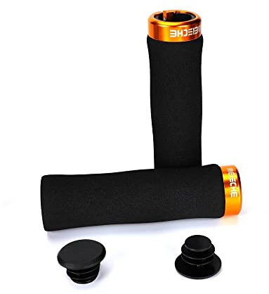 HESHUYAN Fahrradgriffe Fahrradgriffe Fahrrad MTB Griffe Ultralight Lenker Griffe Fahrradverriegelung Schwamm Hand Griff Fahrradwaren Fahrradzubehör Fahrradgriffe Ergonomisch(Meische Gold Grips)