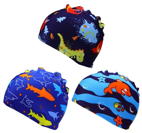 EHDWXVZM 3 Piezas Caricaturas Estampadas De Natación, Equipo De Natación Infantil, Lindas Gorras De Natación, Suministros De Deportes Acuáticos.
