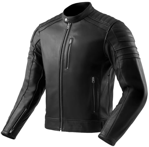 OZONE MOTO Colt Motorradjacke Herren | Leder | Ellbogen und Schulter Protektoren | Rückenprotektor Tasche | Belüftungskanäle