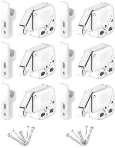 GAJUS 6 Pièces Loqueteaux À Ressort Mini Latch Serrure, Loquets Tactiles Appuyez Pour Ouvrir Et Fermer, Fermeture À Ressort Pour Porte D'Armoire De Cuisine Avec Vis Incluses