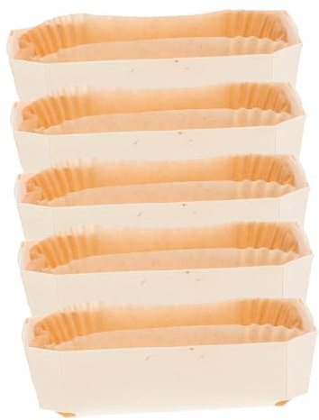 Moule à Gâteau en Bois pour Pâtisserie, Lot de 5 Set de Set, Beige | Papier et Bois, Démoulage Facile, Réutilisable, Adapté à Tous les Fours, pour Desserts de Banquet