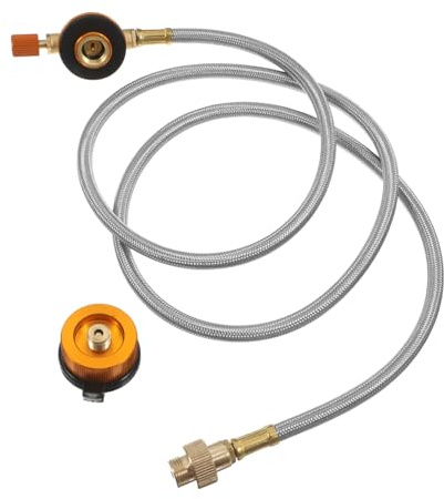 LOORGVEL Adaptador Manguera de Propano para Camping al Aire Libre, Manguera de Extensión 100 Cm para Estufa Portátil y Parrilla, Válvula de Recarga Resistente y Fácil Conexión