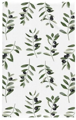 GrAtka Rama de Olivo Estilo Acuarela Naturaleza,Paños de Cocina absorbentes con diseño de gofre, 41 x 66 cm
