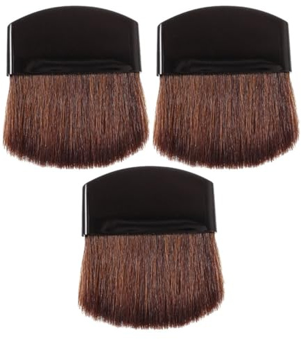 IMIKEYA Mini Brochas Planas con Mango Corto para Maquillaje en Polvo Set de 3 de Pelo Cerdas Suaves y Densas de Pelo, Ideales para Maquillaje Diario y Fiestas