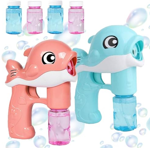Seifenblasen-Pistole, 2 Stück Seifenblasenmaschine für Kinder, Bubble Maschine, Seifenblasenpistole mit Seifenblasenlösung, Seifenblasen Pistole Für Kinder Outdoor Party, Sommerparty (M4)
