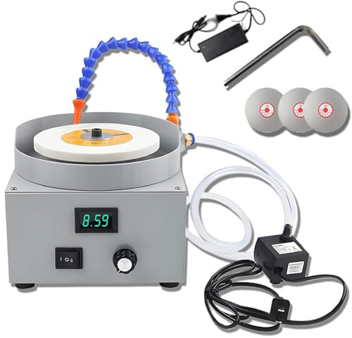 Levigatrice elettrica da banco ad umido, affilacoltelli ad umido con 3 dischi diamantati (maglia 320/800/3000), velocità 0-2000 giri/min e flusso d'acqua for la smerigliatura di metallo