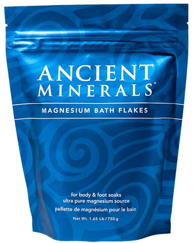 Ancient Minerals Magnesium Bath Flakes of Pure Genuine Zechstein Chloride - Resealable Magnesium Supplement Bag that Will Outperform Leading Epsom Salts 1.65 lbs