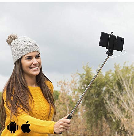 InnovaGoods Bastone per selfie con cavo, nero