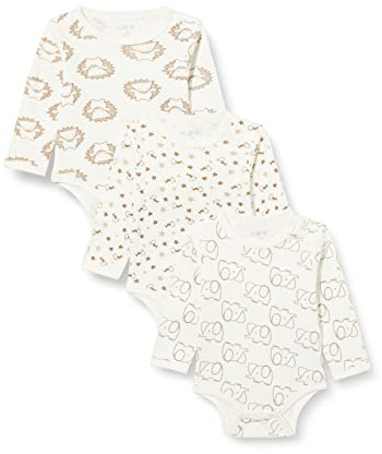 Care unisex långärmad babybodysuit (3-pack), 3-pack offwhite (200), 68 cm