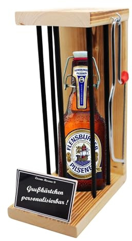 Personalisierte Geschenke für Männer Frauen Geschenkidee - Eiserne Reserve Black Edition Flensburger Pils Bier (1 x 0.33 l) incl. Notsäge - Papa Mama Geburtstag Hochzeit