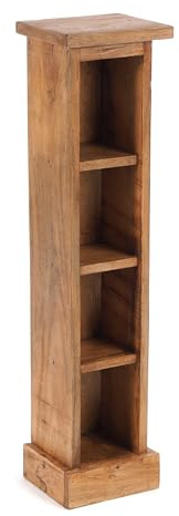 DESIGN DELIGHTS RUSTIKALES Holz CD Regal CD Tower | Mahagoni Massivholz, 75x18x14,5cm (HxBxT) | Holzregal mit 4 Fächern, CD Aufbewahrung | Farbe: 08 honigfarben gewachst