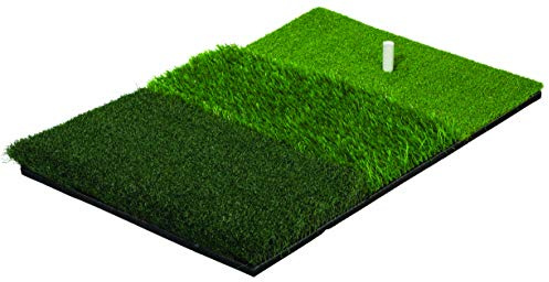 Franklin Sports Tri-Turf Golf Hitting Mat with Rubber Tee - Practice Aid Golf for All Levels - Portable Hitting Grass for Golf Driving