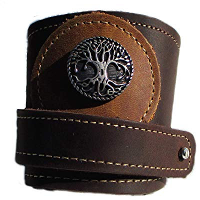 Wickelarmband Leder Lebensbaum braun/hellbraun