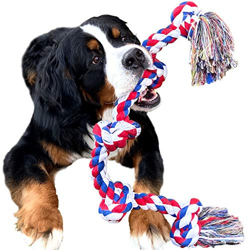 Youngever Dog Rope Toys for Aggressive Chewers Tough Rope Chew Toys for XL Large and Medium Dog Indestructible Rope for Large Breed Dog Tug War Teeth Cleaning (5 Knots)