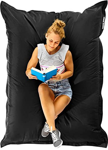 Green Bean Square XL Riesensitzsackhülle 120x160 cm - PVC Bezug - Indoor und Outdoor Sitzsackhülle - Bean Bag Bezug - Sitzsackbezug ohne Füllung - Lounge Chair Hülle - abwaschbar - Schwarz