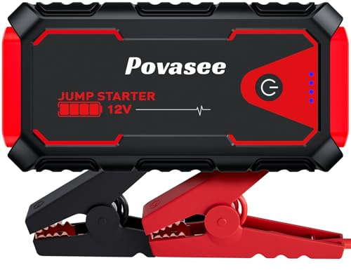 Povasee Jump Starter 5000A Car Jumper Starter, Model A30 12V Jump Box for Car Battery up to 10L Gas or 8L Diesel Engine Battery Jumper Starter Portable with Power Bank/Dual Output/LED Light