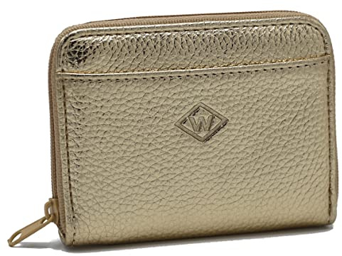 Van Der Rich ® - Minigeldbörse Leder mit Schlüsselanhänger - Damen (Gold)