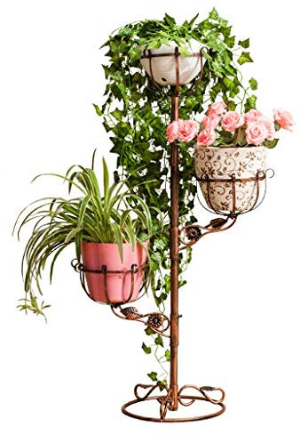 SZITW Portavasi Multiplo Fioriera in Ferro battuto Tipo di Pavimento Balcone Scaffali per Interni ed Esterni Portafiori per Soggiorno Portafiori a più Piani Display per Piante (Color : Black)(Colo