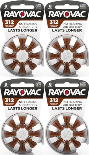 Hearing Aid Batteries Size 312 for Advanced Hearing Aid Devices, 8 Count (Pack of 4)