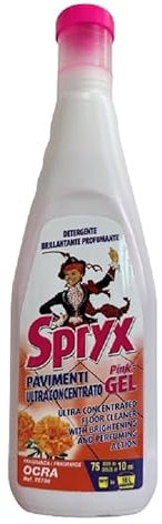 Spryl Pink Gel Detersivo Pavimenti Ultraconcentrato 750 ml - Detergente Lavapavimenti Brillantante, Profumato e pH Neutro - Utilizzabile a Mano e in Macchina Lavasciuga - Ocra