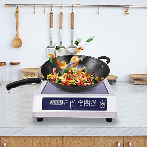 Profi Induktionskochfeld, 35cm 3500W einzel Induktionskochplatte, Elektrisch Induktionskocher mit 13-Gang-Einstellung, Zeitschaltuhr, LED-Digitalanzeige, Wasserdichte Schaltflächen