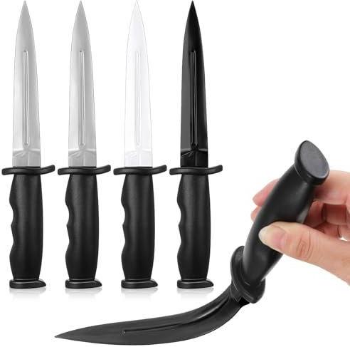 Aoriher 4 Pièces Couteaux d'Entraînement aux Arts Martiaux en Caoutchouc Arme d'Entraînement en Caoutchouc Faux Accessoire(Multicolore)