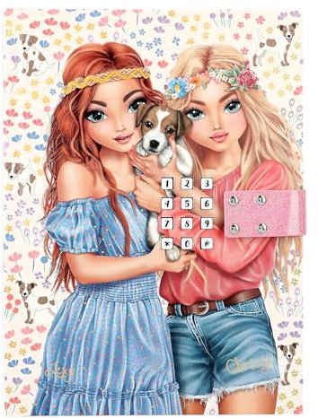 Depesche 12970 TOPModel Velo fleur - Tagebuch mit Zahlen-Code und Sound, Buch mit 80 linierten und bunt illustrierten Seiten