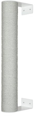 Kratzbaumland 15 cm Style-Kletterstange Kratzstange Wandelement für Katzen (80 cm, Sandgrau)(Weiß, Metall)