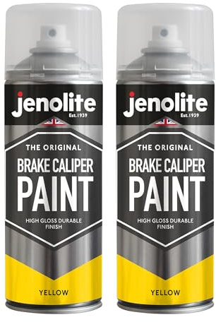 JENOLITE Brake Caliper Spray Paint | YELLOW GLOSS | Brake and Caliper Restoration Spray Paint | Durable Finish and Heat Resistant | 2 x 400ml | RAL 1018