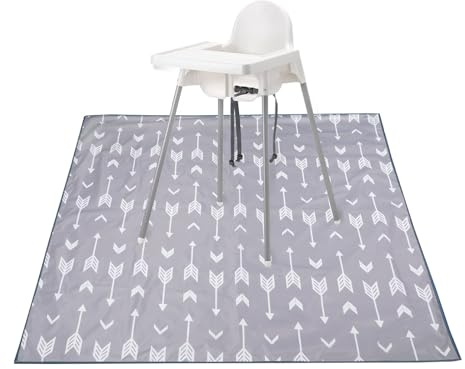 Treer Unterlage für Hochstuhl Baby, Einfach Stil Hochstuhl Bodenmatte 130x130cm Wasserdicht Spritzmatte für Hochstuhl, Rutschfest Krabbelmatte Bodenschutzmatte Baby Spielmatte (Einfach Stil)