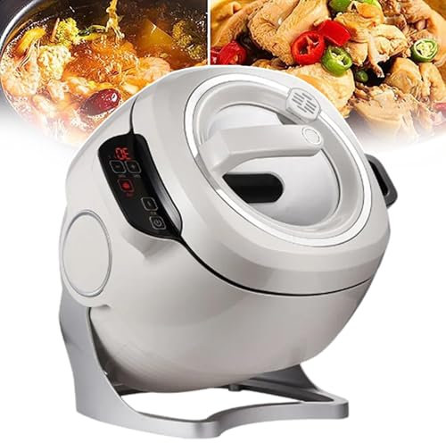 forplubossmmp Robot Salteado Giratorio De 360°, Máquina De Cocción Automática, Tres Velocidades Ajustables, Procesador De Alimentos Comercial para Cocinas De Restaurantes (Capacidad De 6 litros)