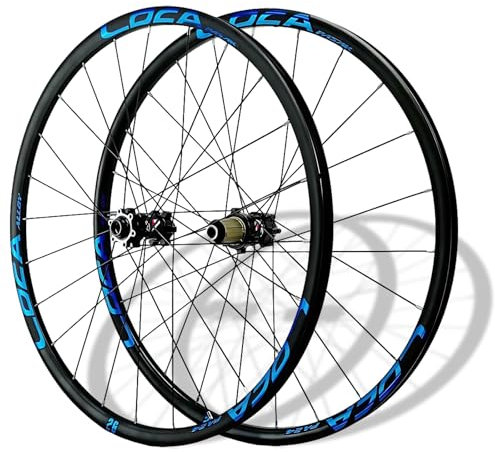 HZXQCVB Thru Axle 26/27.5/29'' Mountain Bike Wheelset 700C Road Bike Wheels Aluminum Alloy Front Rear Rims Disc Brake Straight Pull 24H Hubs For 8-12 Speed Cassette(B-BLue,27.5in)