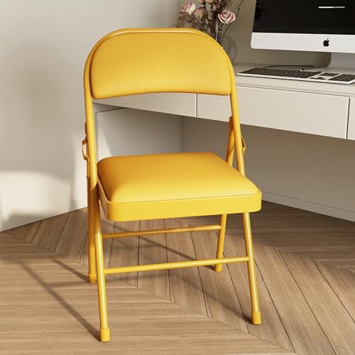 Sedie pieghevoli portatili con sedili imbottiti per eventi interni ed esterni, impilabili, con cuscino spesso, per ufficio, festa di nozze, sgabello da pranzo giallo