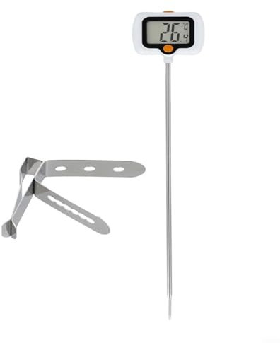 Advokingtap Termómetro digital de caramelos, termómetro para freidoras de aire, apagado automático y anillo antideslizante, para cocinar barbacoa, azúcar, cocina