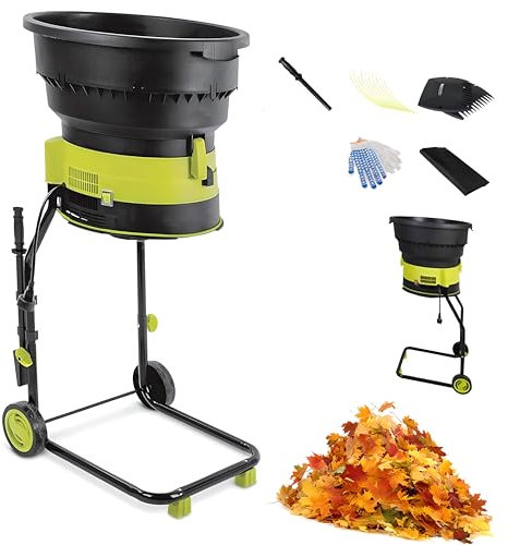 CYTBEK Electric Leaf Mulcher, 2500W Garden Shredder with Wheels,leaf Rake, Storage Bag, 8000Rpm Chippers with 54Cm Funnel Diameter for Yard Cleanup, Composting 20M-power-cord Compost Shredder