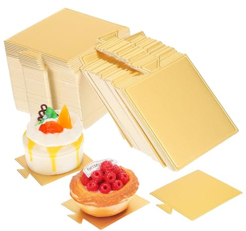 Zerodeko 100blätter Mini-tortenbretter Aus Pappe Quadratisch Goldfarben Kuchenbretter Für Mousse-torten Präsentationsböden Tortenplatten Für Party Gebäck