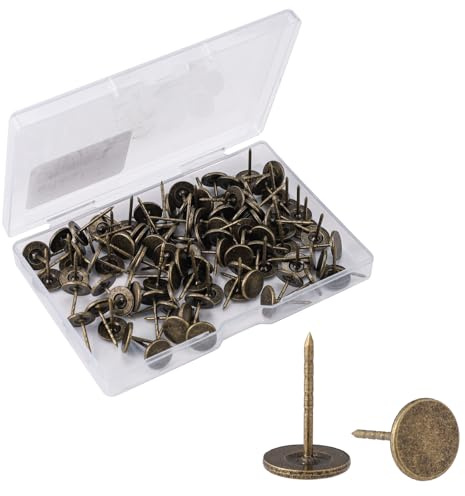 100pz Puntine da Disegno Resistenti, Puntine Testa Piatta in Lega Puntine per Tappezzeria Chiodi Decorativi per Legno Tessuto Tappezzeria Casa Ufficio Progetti Fai Da Te(Bronzo)