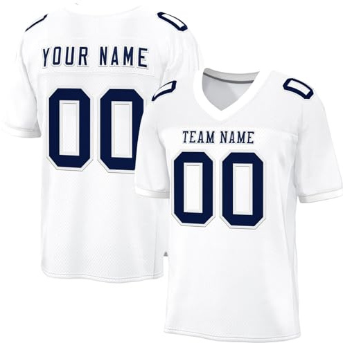 Personnalisé Sport Maillot de Football Américain pour Hommes Femmes Jeunes Préscolaires T-Shirts Manches Courtes à Séchage Rapide Personnalisable avec Logo Nom et Numéro de l'équipe