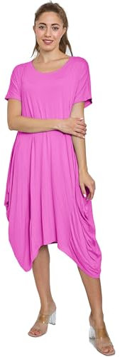 Van Der Rich ® - Vestido de Manga Corta, Bats Down Dress Style - Mujer (Fucsia, TU)