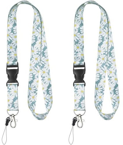 Uniclife 2 Stück Niedliche Lanyards Hals ID-Karte Lanyard Frauen Schnelles Loslassen Hals Lanyard ID Ausweiskartenhalter Zubehör Abnehmbare Schlüsselanhänger Band mit hängenden Seil Metall-Clip Blau
