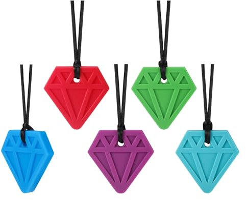 RUIOMII 5 Stück Silikon Kaukette für Kinder Adhs, Schmuck BeißKette für Kinder Adhs Beißkette