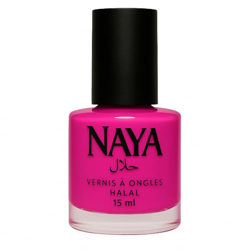 Vernis Halal Fuschia - Rose de Damas NAYA – Perméable à l’eau – Compatible Salat – 15 ml – Certifié WHU – Sans alcool – Manucure licite et élégante – Brillance et Longue Tenue