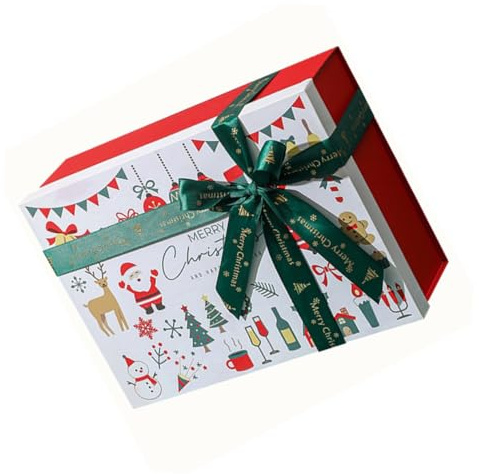 Yardenfun Weihnachts Geschenkbox mit Abnehmbarem Deckel Festliche Papier Geschenkschachtel mit Elegantem Schleifendesign Stabile Verpackung für Kleidung Fotos Beauty Produkte Vielseitig